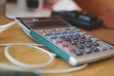 Close-up of computer keyboard on table