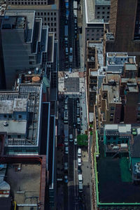 High angle view of buildings in city