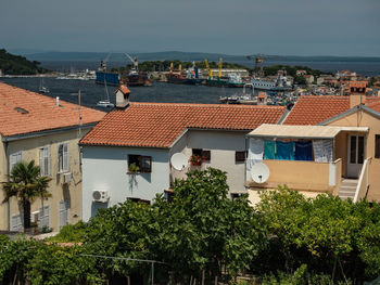 High angle view of townscape against sky