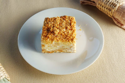 High angle view of food in plate on table