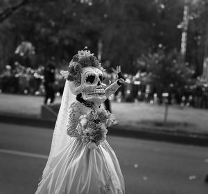 Portrait of woman wearing mask