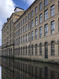 Reflection of building in water