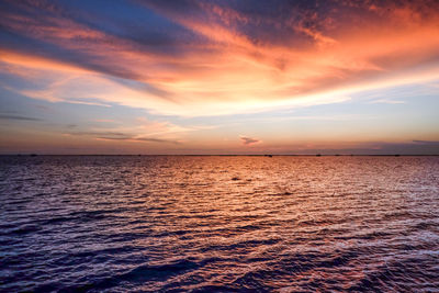 Scenic view of sea against sky during sunset