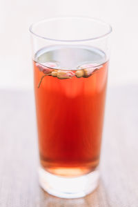 Close-up of drink in glass on table