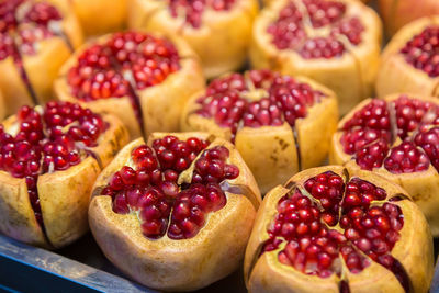 High angle view of strawberries