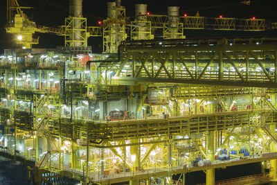 Oil and gas industry. night scene at oil and gas platform complex.