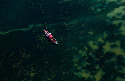 High angle view of boat in water