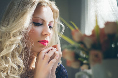 Close-up of beautiful young woman