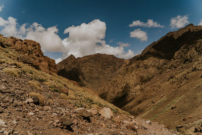 Panoramic view of rocky mountains against sky