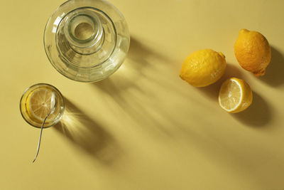 Close-up of glasses on table