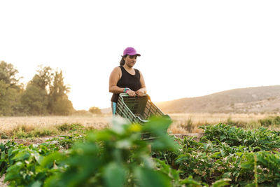 Woman working in farm