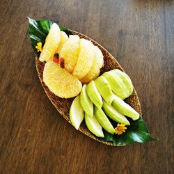 High angle view of fruits on table