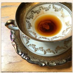 Close-up of tea cup on table