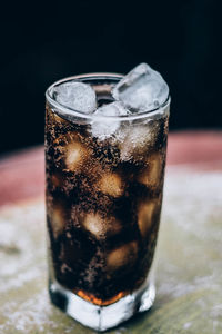 Close-up of ice cream in glass on table