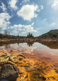 Scenic view of lake against sky