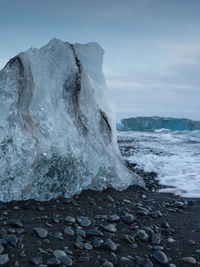 Icebergs in the glacier lagoon of joekulsarlon, winter in iceland, europe