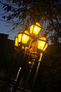 Low angle view of illuminated street light