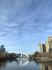 River by buildings against sky in city