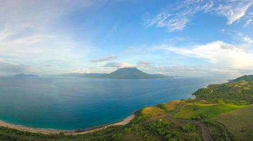 Panoramic aerial view of gunung ile boleng adonara, flores, indonesia