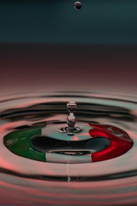 Close-up of drop splashing in water