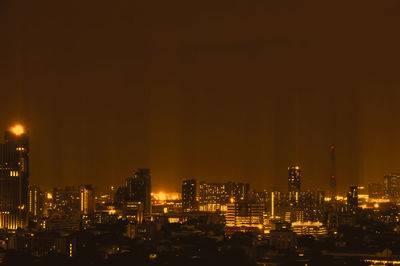 Illuminated city at night