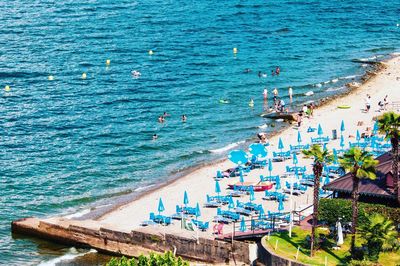 High angle view of swimming pool at beach