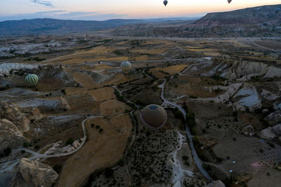 High angle view of land against sky