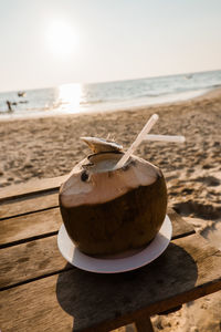 Pina colada out of a coconut 