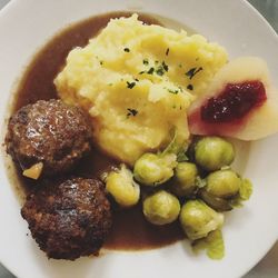 Close-up of food served in plate