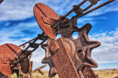 Close-up of rusty machine part