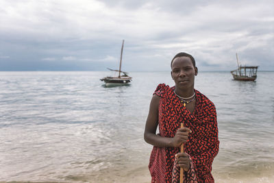 Maasai man on the beach