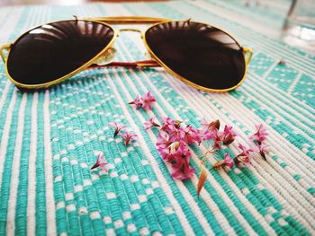 High angle view of sunglasses on table