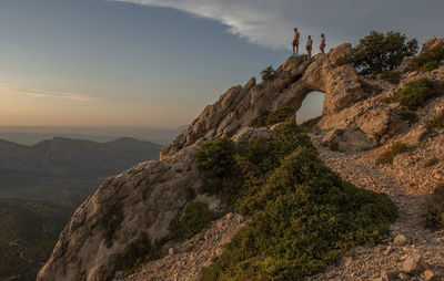 Scenic view of mountains against sky during sunset