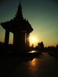 Silhouette of temple during sunset