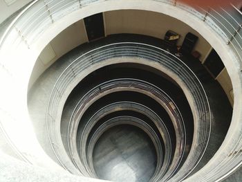 High angle view of spiral staircase in building