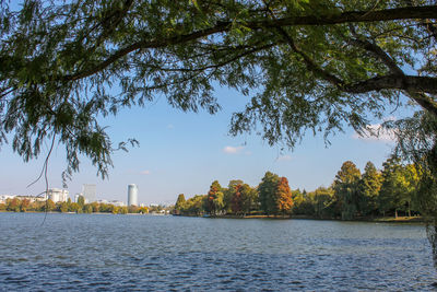 Scenic view of lake against sky