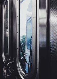 Close-up of train window