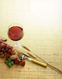 High angle view of drink on glass