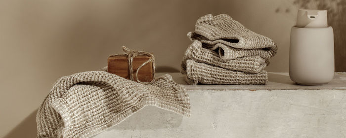 Close-up of shoes on table