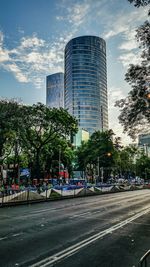 City street with buildings in background