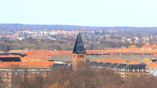 View of town against clear sky