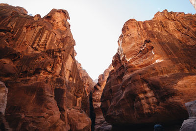 Low angle view of rock formations