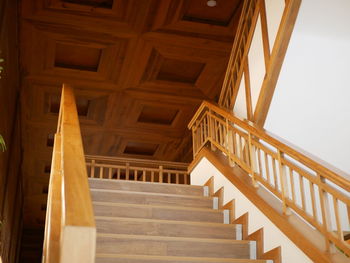 Low angle view of spiral staircase of building