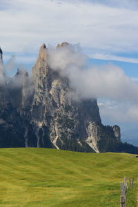 Alpe di siusi, scenic view of landscape against sky