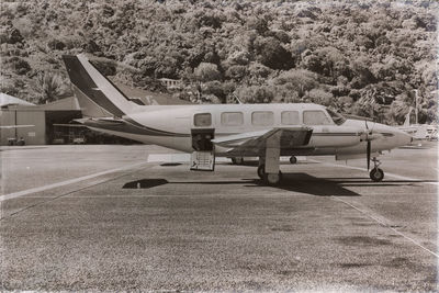 Side view of airport runway