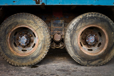 Close-up of old rusty car