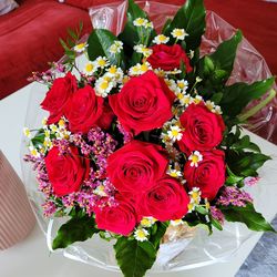 High angle view of rose bouquet