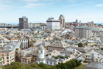 High angle view of cityscape against sky