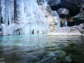 Scenic view of waterfall