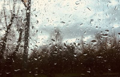 Full frame shot of raindrops on glass window